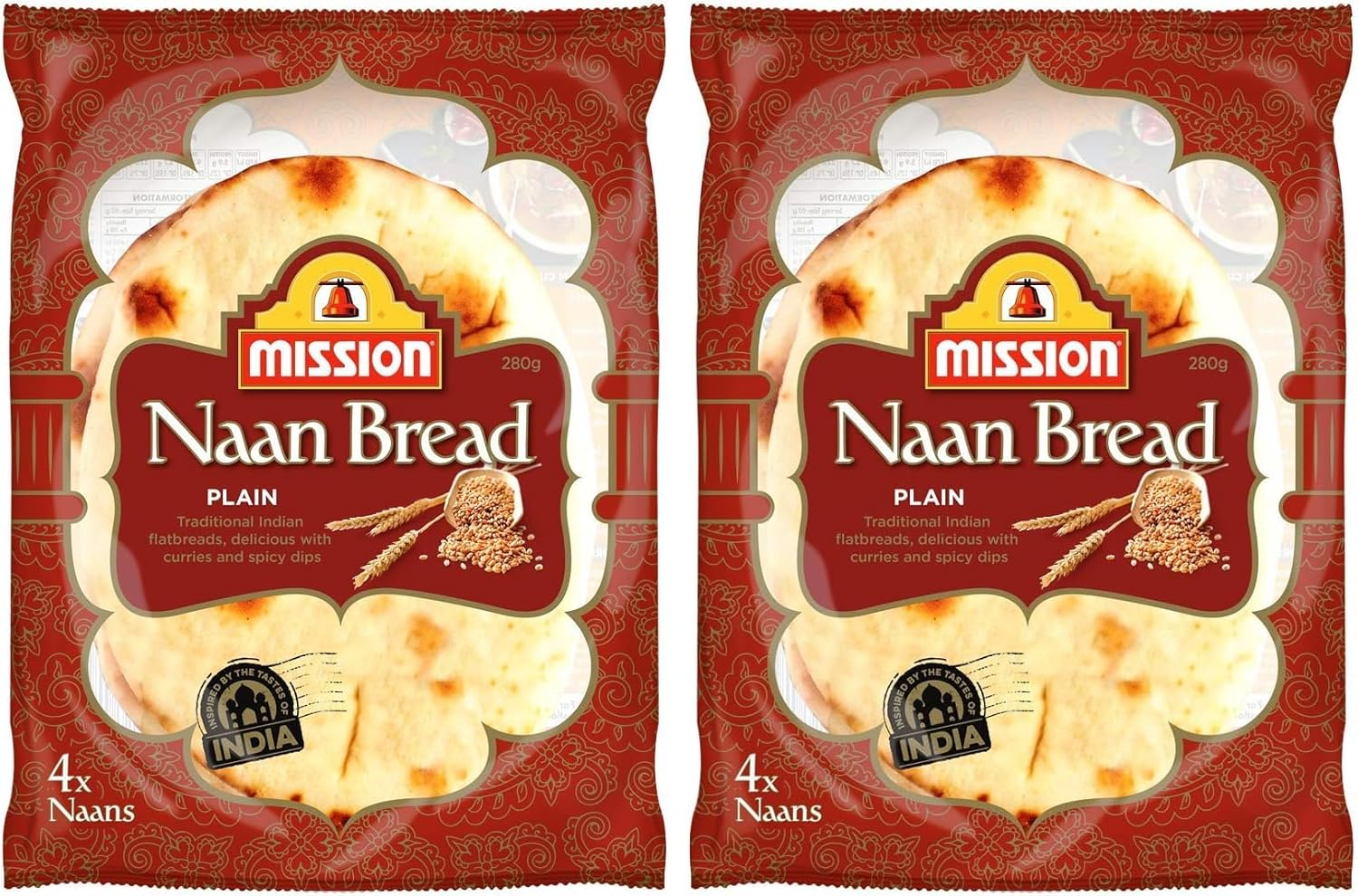Mission Naan Bread, Garlic, 4 Naans (280G) image number 1