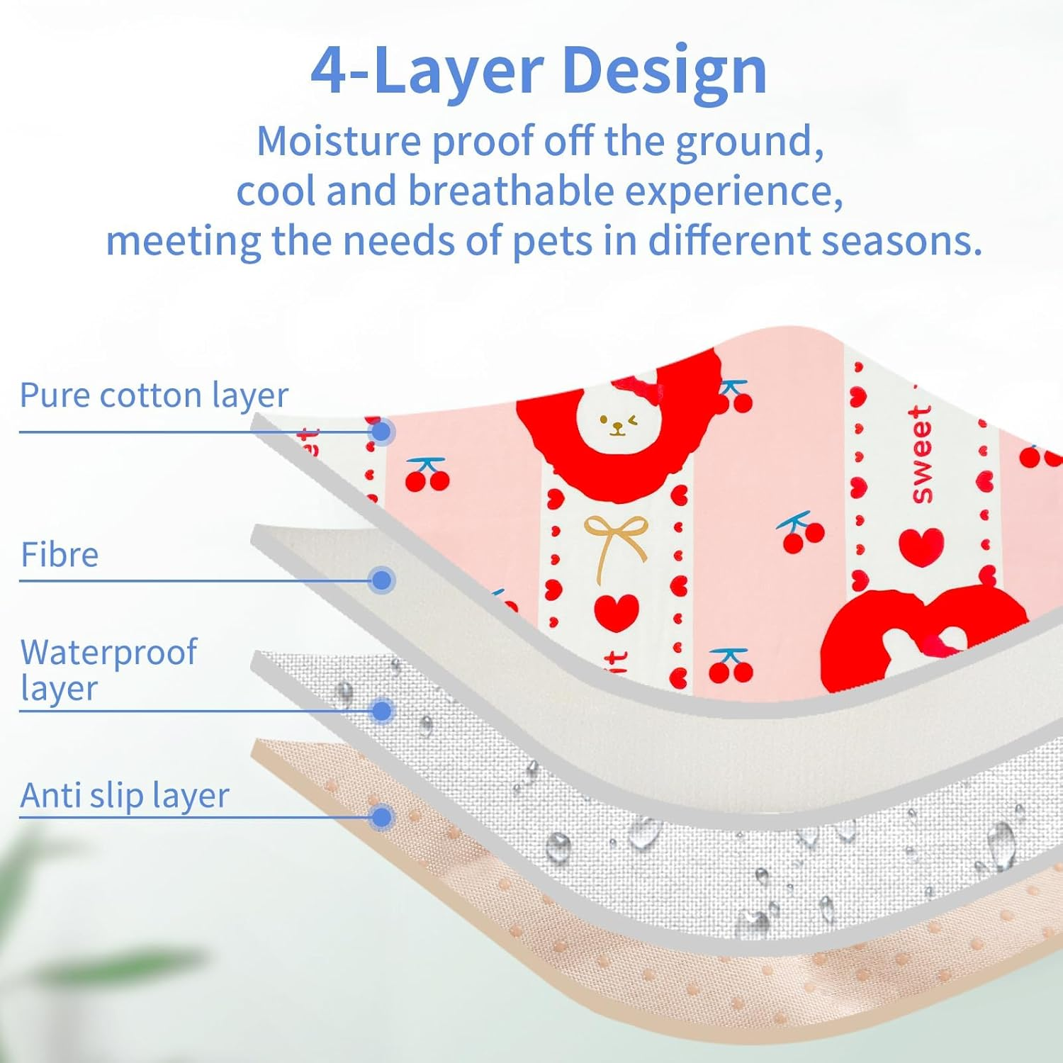 Lovely Dog Crate Mat, Anti-Slip Bottom, Waterproof Reusable Whelping Playpen Crate Reusable Washable Pet Mattress Pads, Pet Training Pads