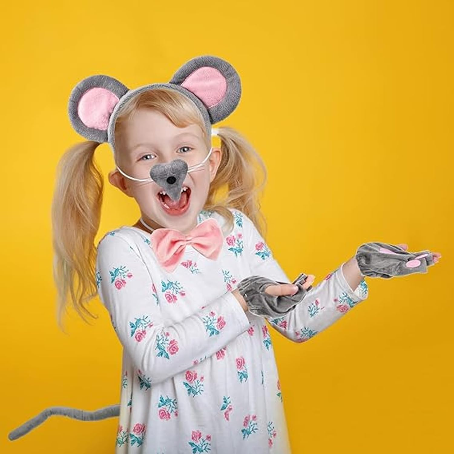 Multicolored Mouse Ears Headband & Nose & Tail Costume Set - Kids & Adult Animal Costume Accessories for Carnival, World Book Day, Halloween, Cosplay & Party image number 5