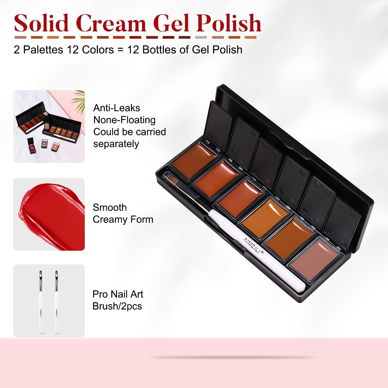 AIMEILI Solid Gel Nail Polish 12 Colours Solid Nail Gel UV LED Soak off Solid Cream Gel Polish - Set3 image number 2