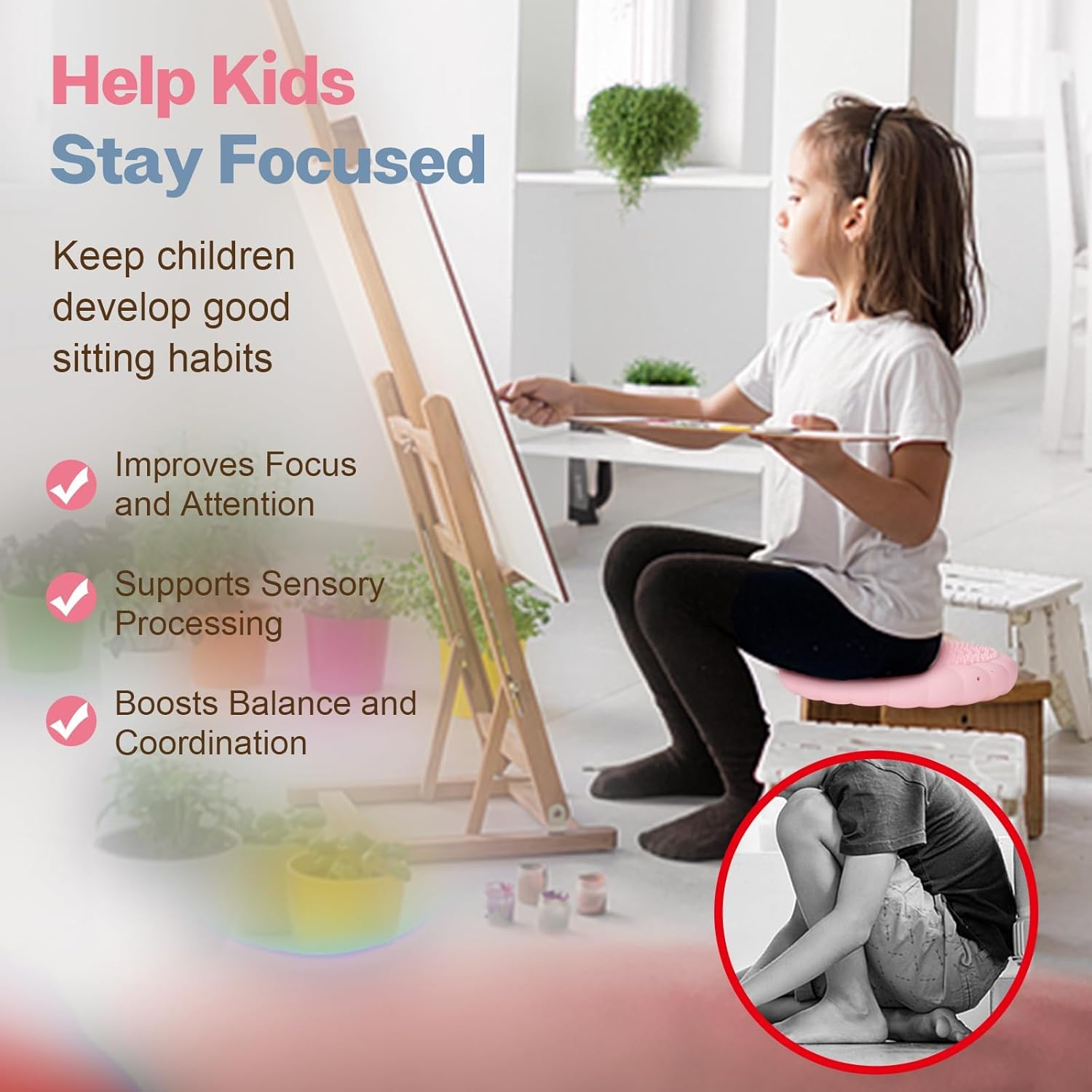 Wobble Cushion, Extra Thick Wiggle Seat for Sensory Kids, Non-Slip Balance Disc with Inflation Pump for Adults Core Strength, Posture Improvement & Physical Therapy (13.5In/34Cm) image number 6