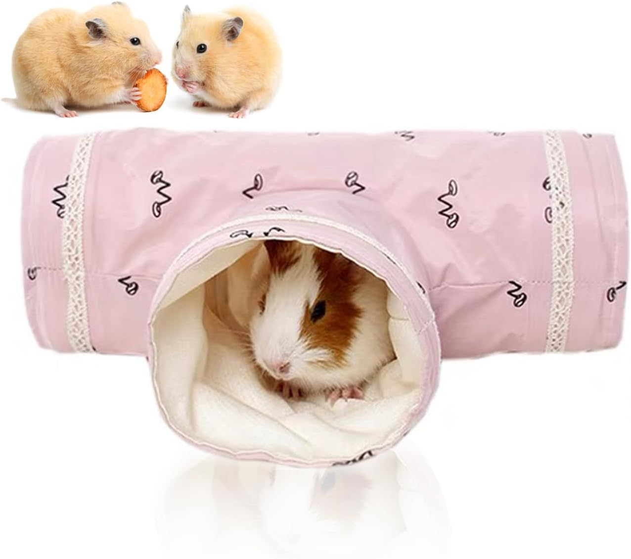 Guinea Pig Tunnel, Foldable Small Animal Activity Tunnel Toy 3-Way Guinea Pig House Hamster Tunnel Accessory for Chinchilla Rat Ferret image number 1