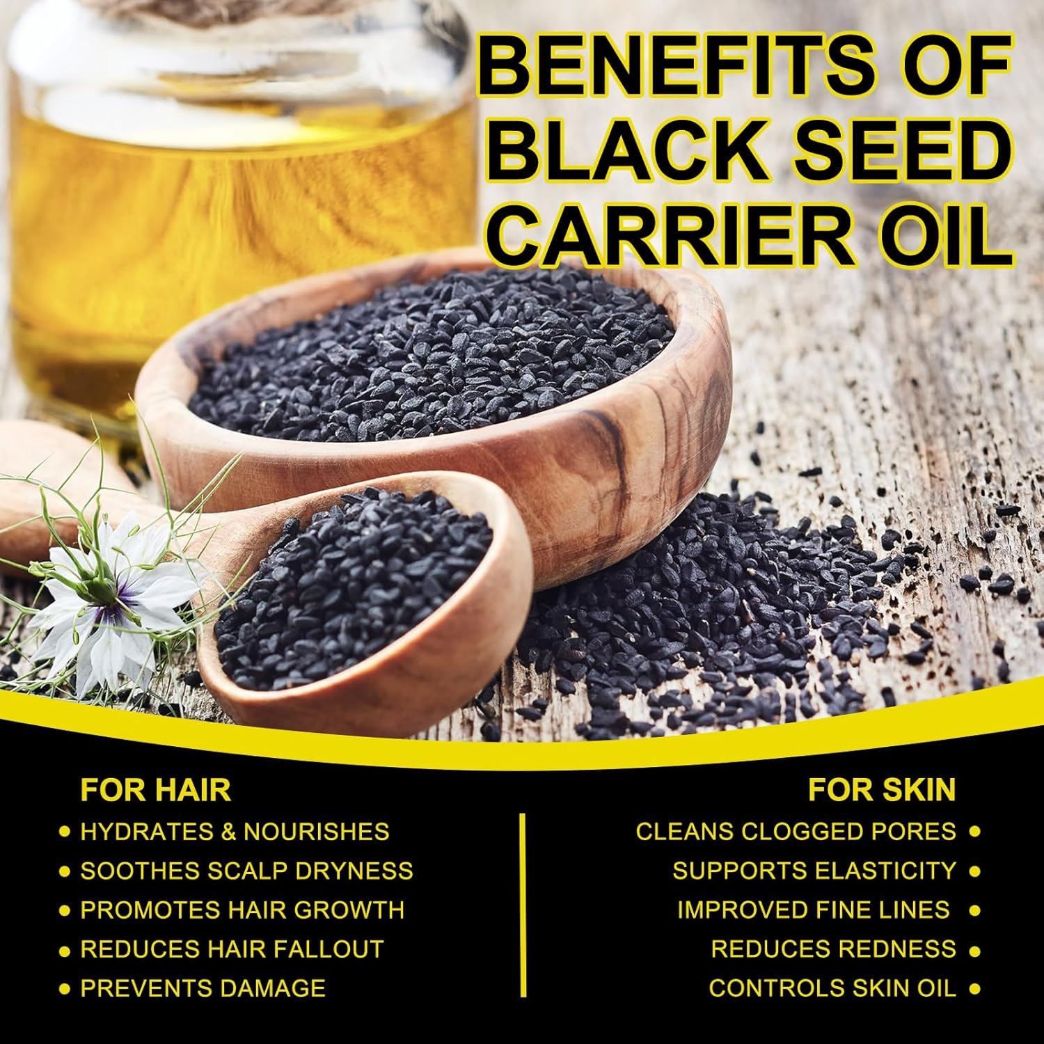 EQEIYICS Organic Castor Oil, Jamaican Black Castor Oil Seed Oil (Black Seed Oil) image number 2