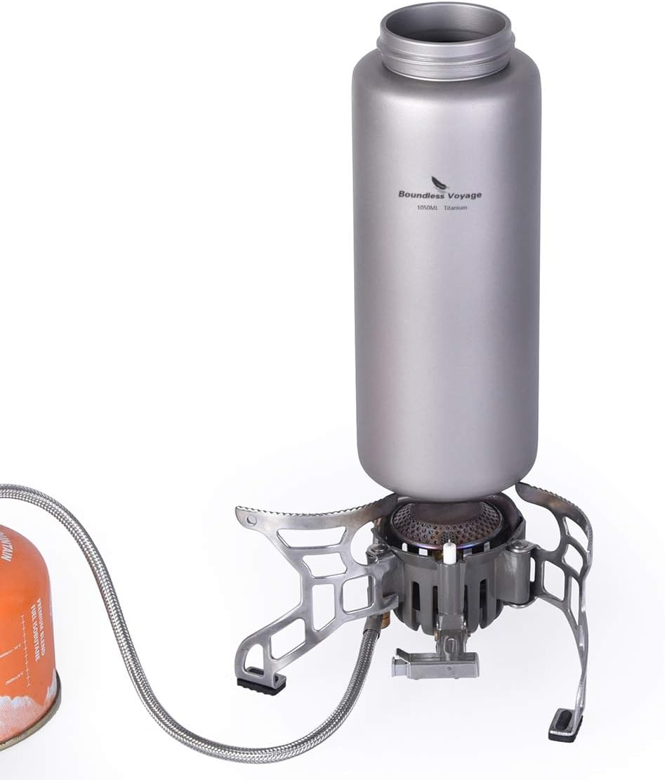 Boundless Voyage Titanium Water Bottle with Handle Big Capacity Wide Mouth Ultralight Leak-Proof Canteen Drinkware for Outdoor Camping Picnic Hiking Cycling Sports 35.5Oz 1050Ml / 20Oz 600Ml