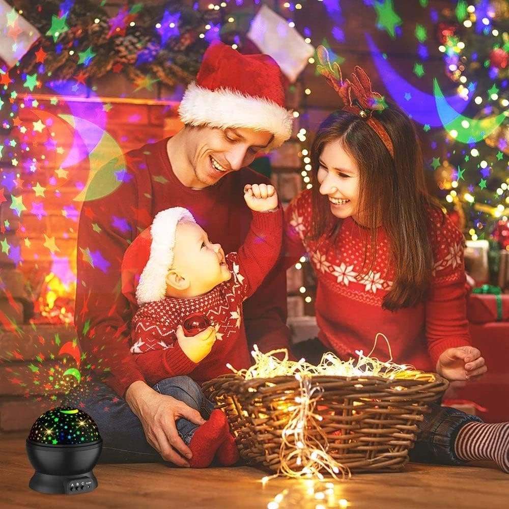 AIMALL LED Galaxy Star Night Light Projector, Rotating Starry Lamp for Kids' Room, Rechargeable Night Light with USB and Colourful Star Projection - Blue image number 5