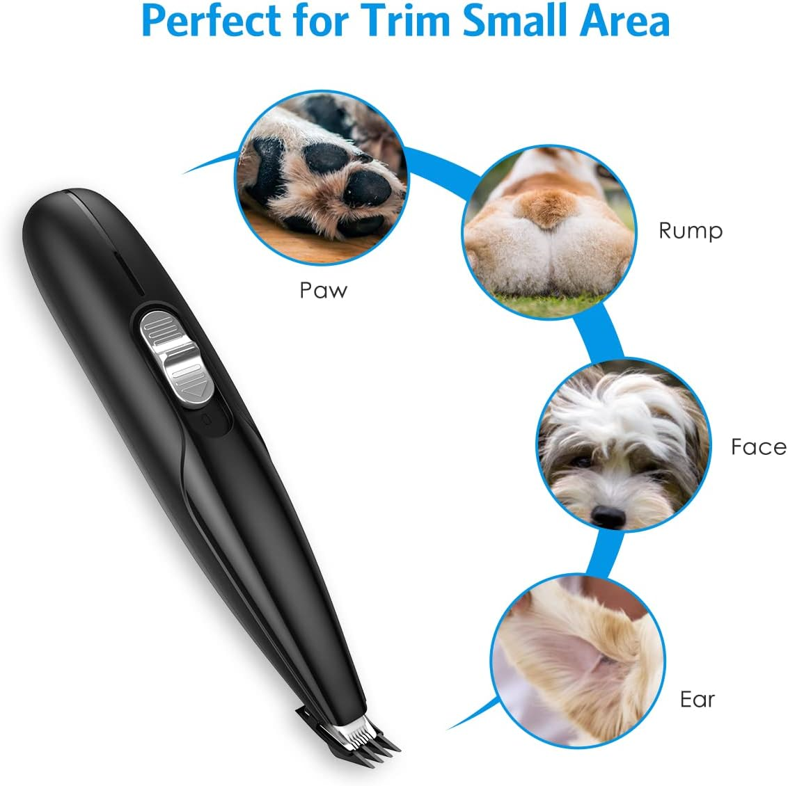 Dog Grooming Clippers, Electric Cat Dog Paw Clippers, Low Noise Pet Clipper, USB Rechargeable Pehair Trimmer, 2 Speed Clippes Dogs Grooming for Hair around Face, Eyes, Ears, Rump, Paws image number 1
