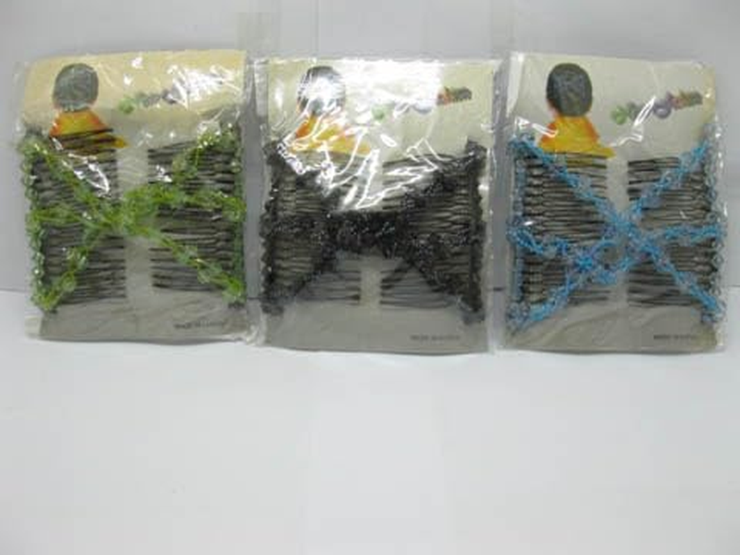 12X Stretch Beaded Double Magic Clip Hair Combs Mixed