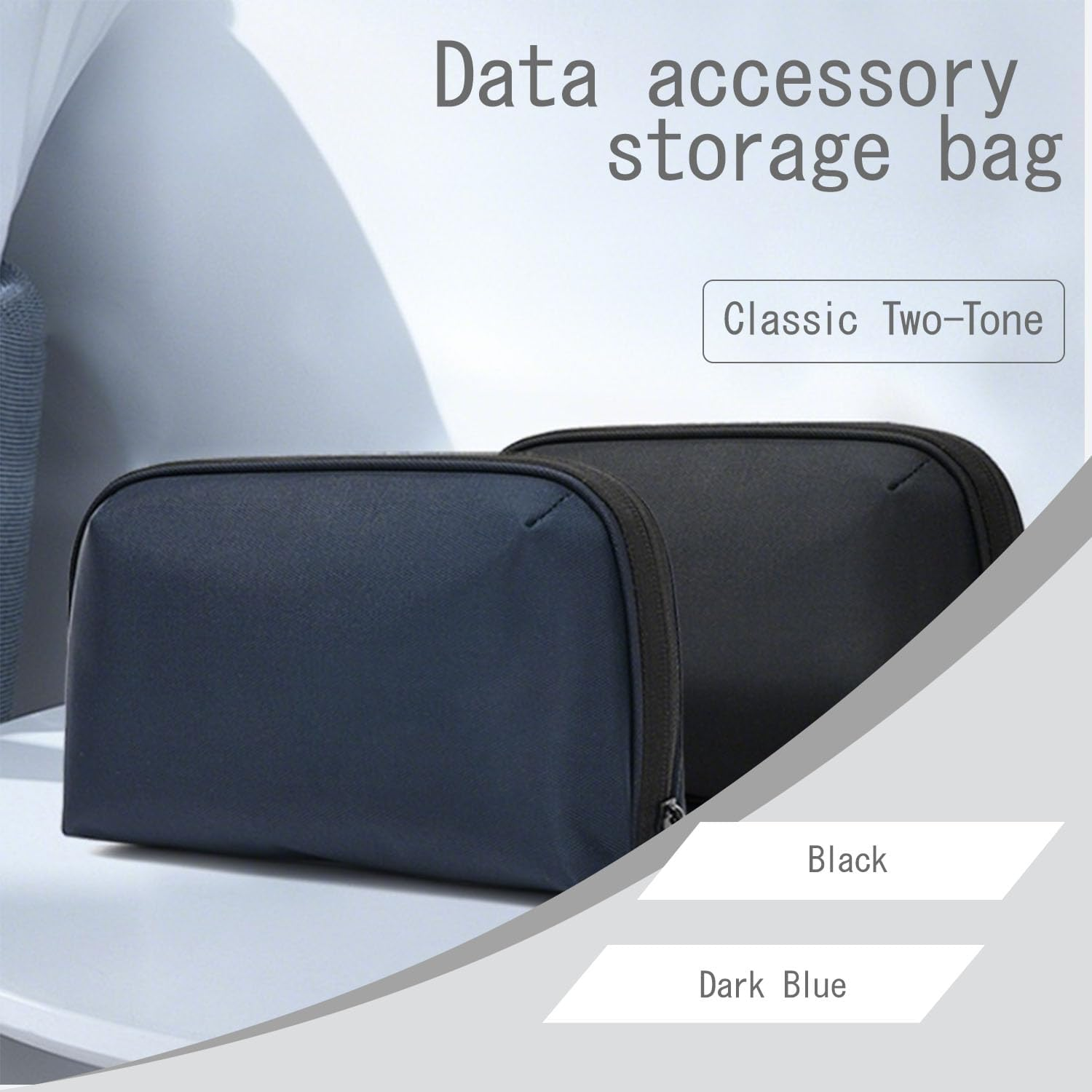 Oxford Tech Organizer Pouch with 6 Compartments,Water-Resistant Travel Cord Organizer Case & Electronic Accessories Storage Bag (Black)