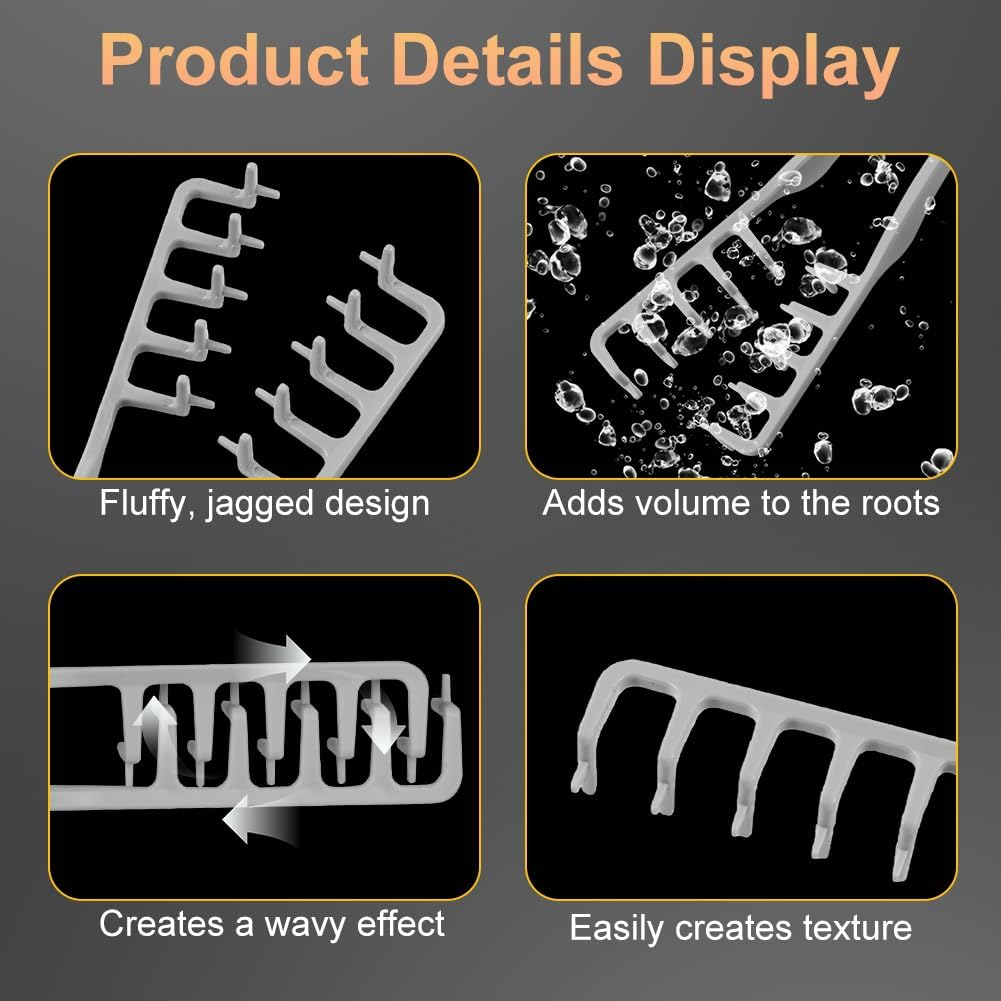 AYBUY Styling Comb, Texture Comb with Wide Teeth, Volume Curl Comb, Natural Curls Hair Comb, Structure Comb, Styling Comb with Texture Comb for Bangs, Seam Grooming, Seam Care (Grey) image number 6