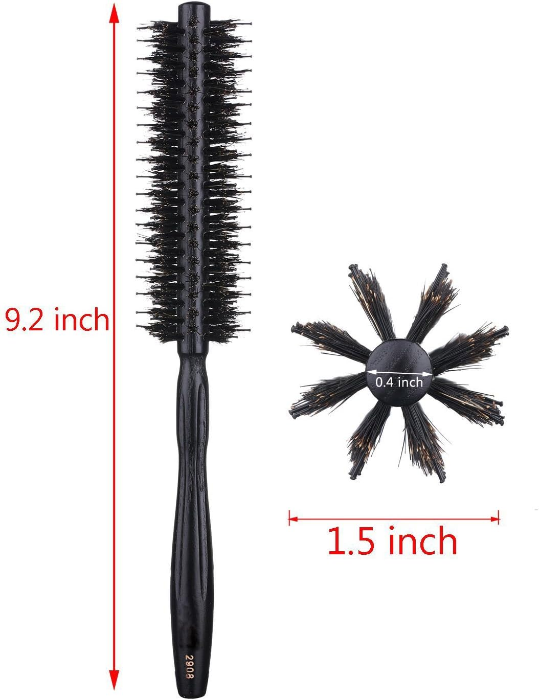 Round Brush with Natural Boar and Nylon Bristles, Volumizing Hair Brush- 3.8Cm Diameter Barrel image number 2