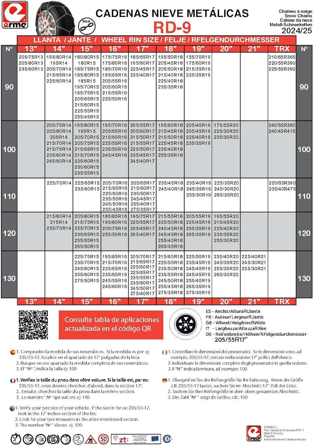 VIP RD9 - Metal Snow Chains RD9 Mm Size No. 120 image number 5
