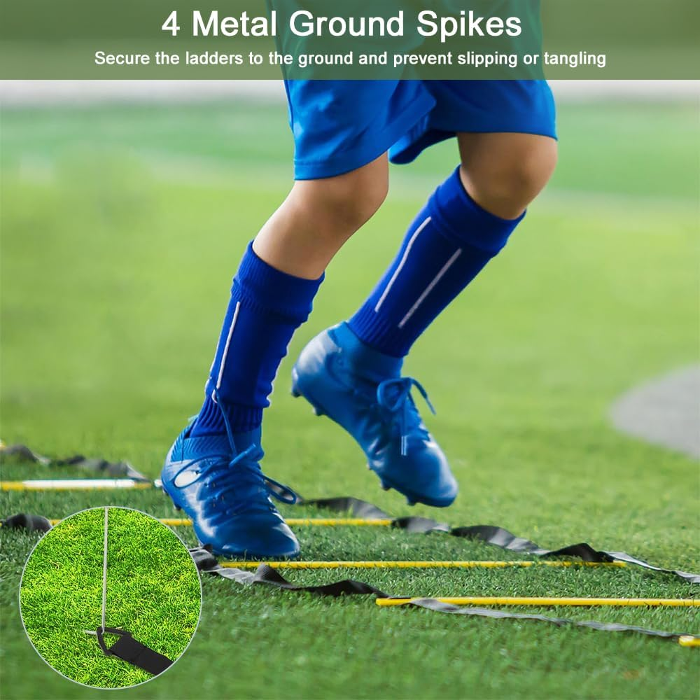 TOMVAES Agility Training Equipment Set - Includes 12 Cones,4 Hooks,12 Ground Obstacles,Agility Ladder,Jump Rope,Carry Bag,Football Kick Trainer for Soccer Basketball Boxing Softball Footwork Sports image number 5