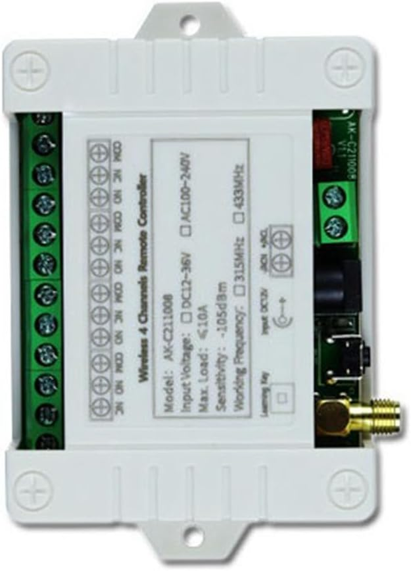 Aribrnten DC 12V 24V 36V 10A 433Mhz 4 Channel Wireless Relay RF Remote Control Switch Receiver+4Ch Transmitter,1 Receiver 2 Remote image number 2