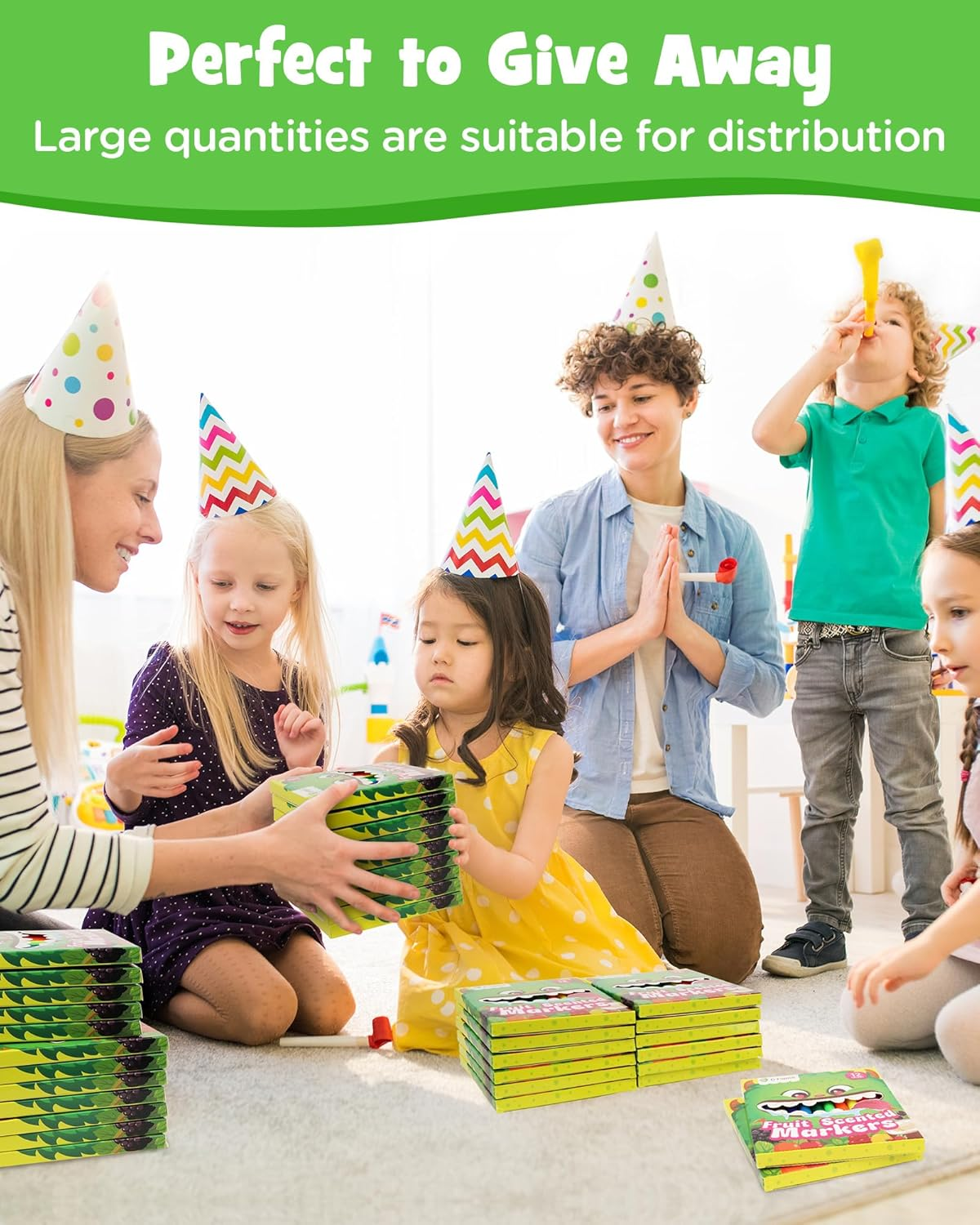 D-Fantix 12 Packs Fruit Scented Washable Markers for Kids Toddlers, 144 Count Coloring Markers Set, Bulk Art Supplies, Back to School Supplies, Gifts for Party Favors, Classroom Prizes, Donations image number 6