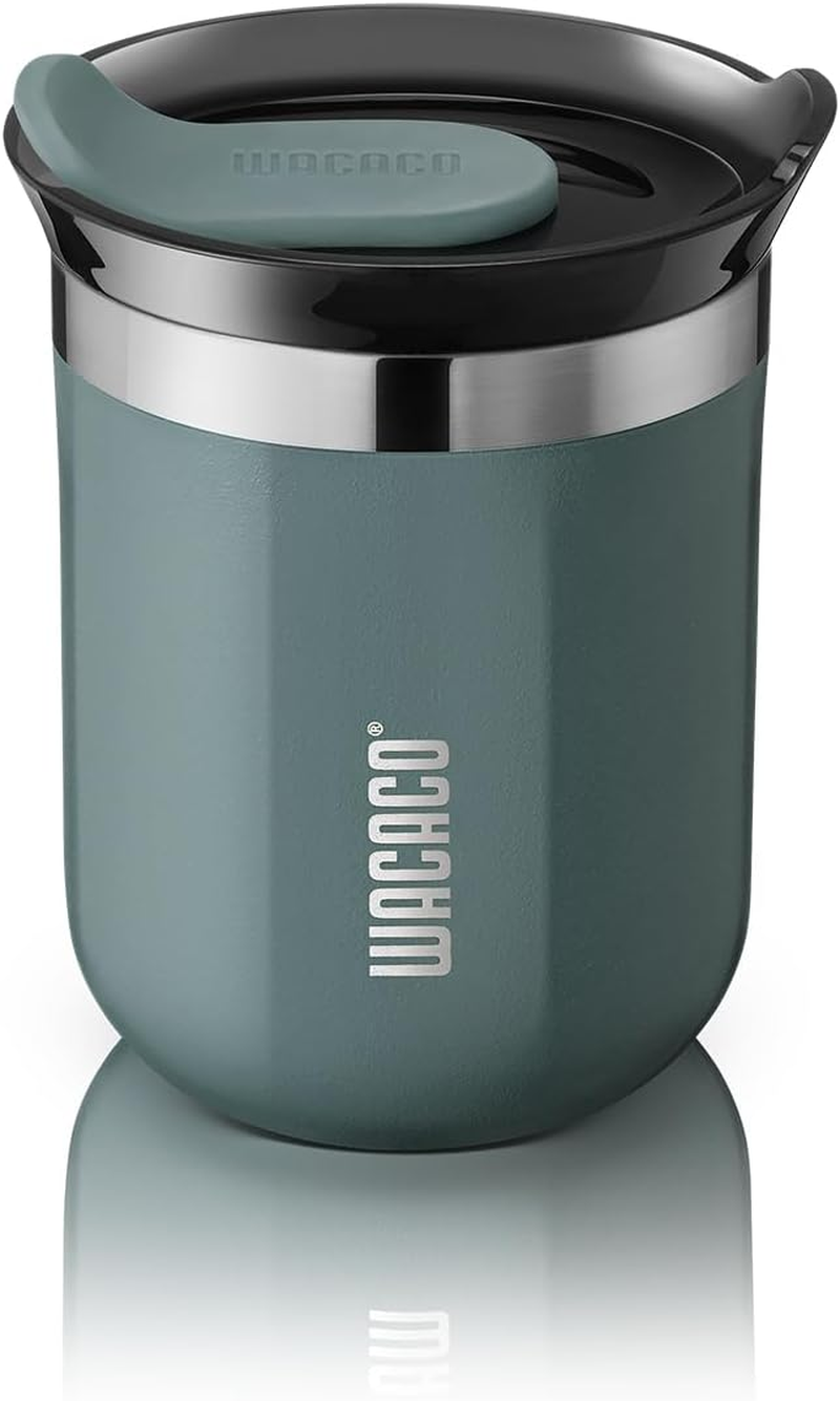 WACACO Octaroma Classico Vacuum Insulated Coffee Mug, Double-Wall Stainless Steel Travel Tumbler with Drinking Lid, 6 Fl Oz (180Ml), Blue