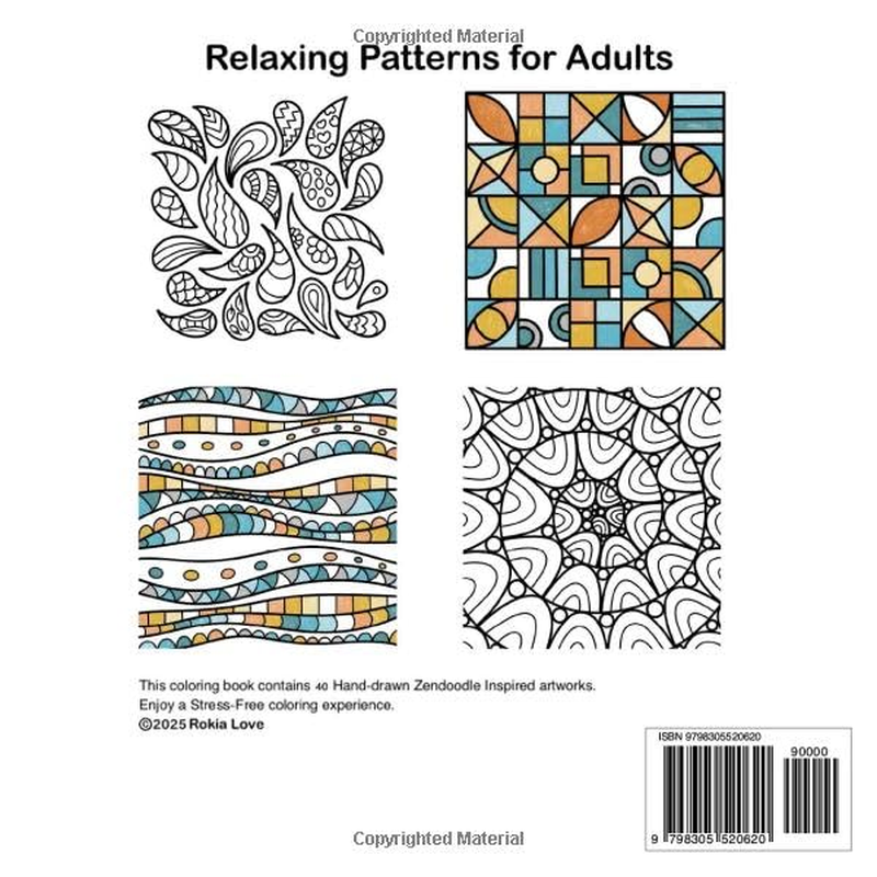 Simple Patterns Bold and Easy Coloring Book: Fun and Stress-Free Coloring Book for Adults