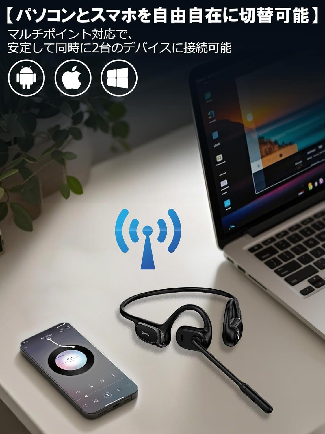 Earaku Bluetooth Headset, ENC High Precision Noise Canceling, Ultra Clear Calls, Dedicated Calls, 50 Minutes Rapid Charging, up to 19 Hours of Continuous Playback, Dual EQ Mode Switchable, Call