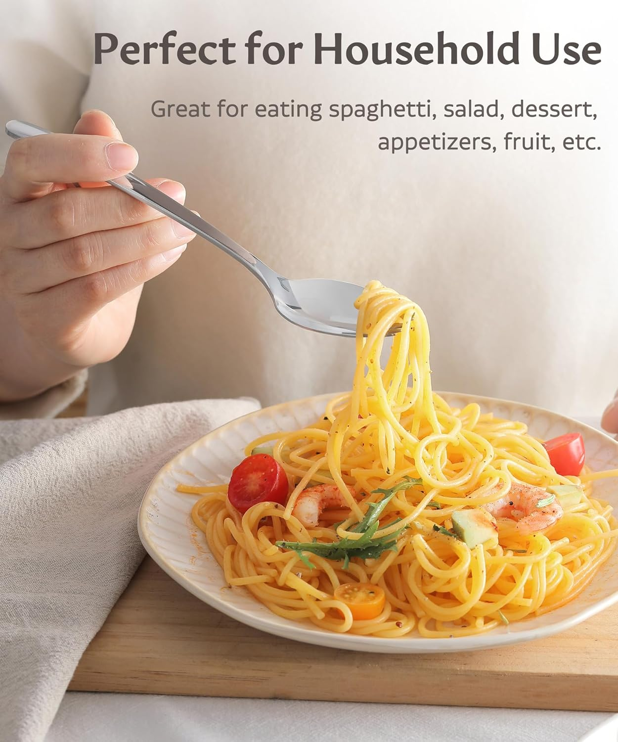 Lovingly Yours 7-Inch Spork Stainless Steel, Reusable Metal Sporks, Set of 4 image number 1