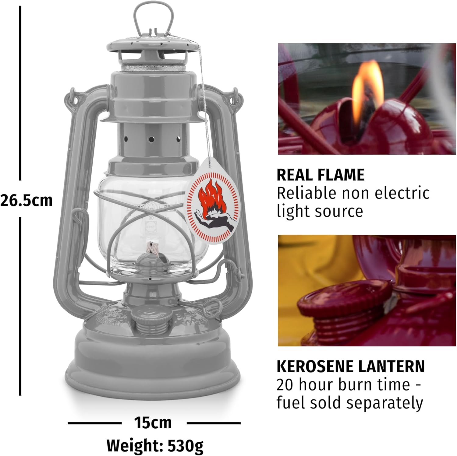 Feuerhand Outdoor Hurricane Oil Lantern 276 Blue - German-Made since 1893, Paraffin Lamp with Galvanized Steel, Rust-Resistant, Kerosene Lantern, 300Ml Tank 20 Hour Burn, Safe Hanging or Table Use image number 1
