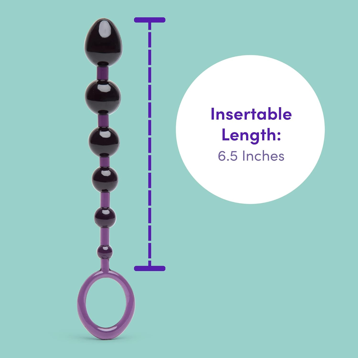 Lovehoney Purple Anal Beads with Ergonomic Finger Loop - Reverse Tapered and Flexible PVC - 6.5 Inch image number 4
