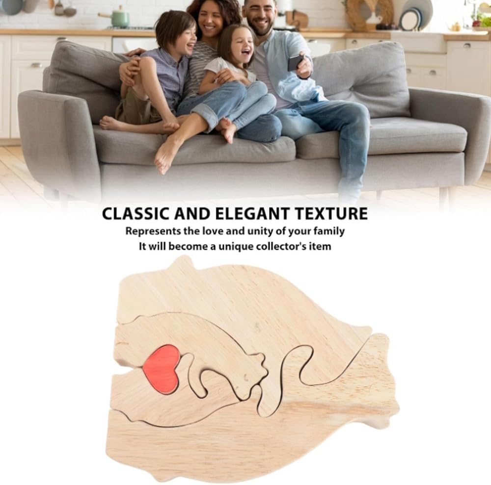 Personalized Wooden Puzzle With,Wood Love Animal Puzzle Decoration,4 Hug Wooden Bear,For Home Decor and Thoughtful Gifts, (Birthday,Christmas, Anniversary Mother Day,Father Day) image number 2