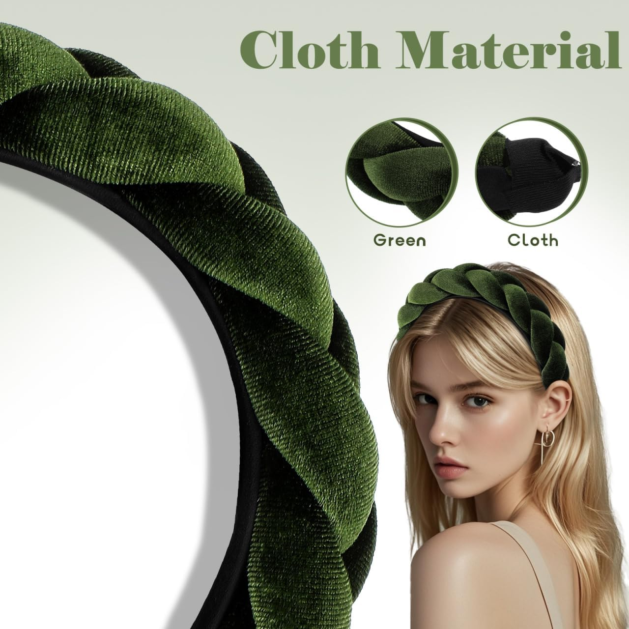 Partykindom Braided Women'S Headband Wide Vintage Hair Band for Forehead Fashionable Headband with Braid Shape for Face Washing for Special Occasions image number 5