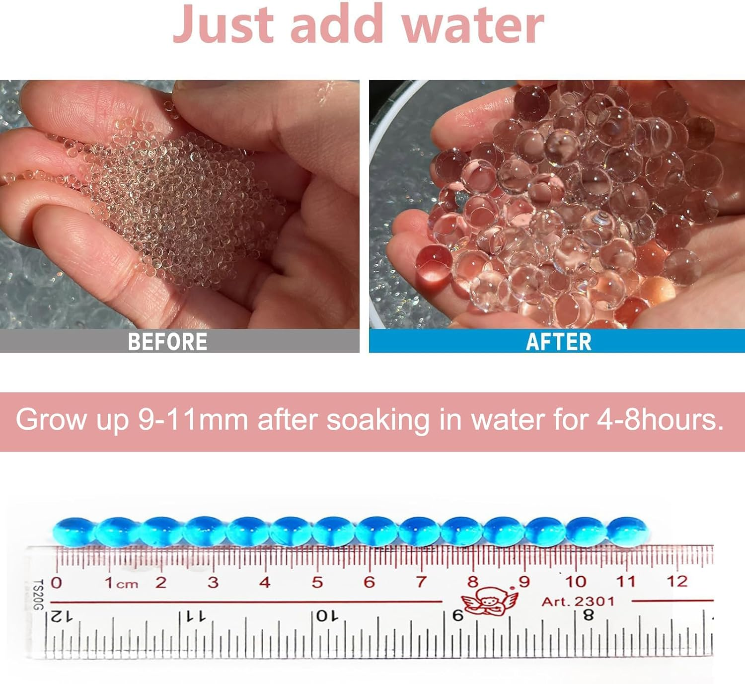 60000 Water Gel Beads for Vases, Perfect Jelly Beads,Floating Pearls,Vase Filler for Plant, Floating Candles, Wedding and Home Decoration(Pink+Clear) image number 5