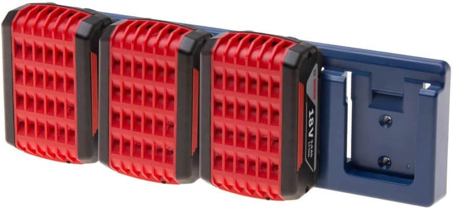 48 Tools the Original Inventers of the 4 Battery Holder Wall Mount for Bosch 18V UV Stabilised ABS Plastic, Secure Locking Mechanism, for Workshop, Truck, Van, Trailer Tool Storage image number 2