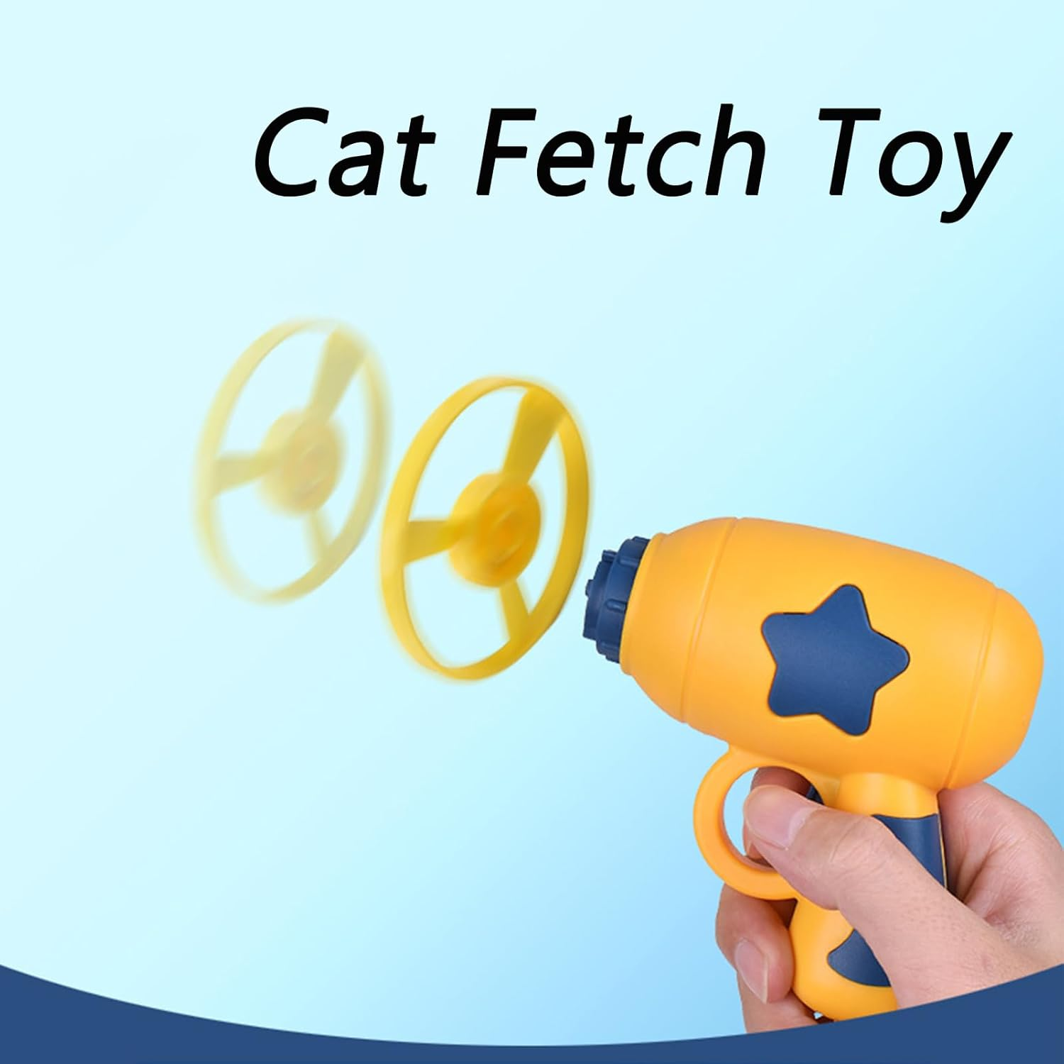 Cat Fetch Toy, Cat Toy, Pet Toy, Colourful Flying Propeller Disc Cat Toy, Chasing Saucer with 1 Launcher and 5 Propellers, Random Colour, Kitten Tracking Toy image number 3