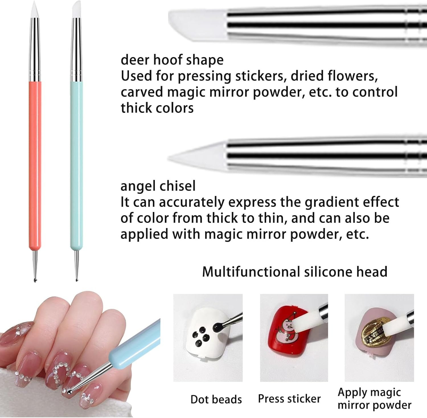 TYXHXTF Pack of 14 French Nail Stamp Kit,Nail Art Stamping Templates Manicure Tool Kit,Nail Art Jelly Stamper with Silicone Cushion,Nail Stamp,Gel Nail Polish Set for Diy Nail Art Designs image number 4