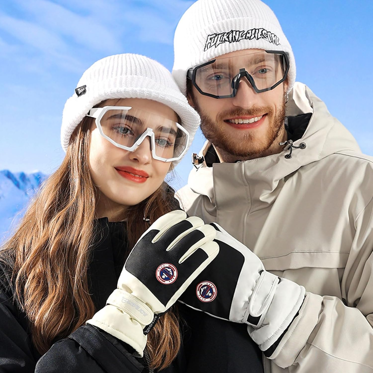 ZVCXOE Winter Ski Gloves Waterproof Snow Gloves Cold Weather Warm Touch Screen Freezer Work Men Women Suit for Running Driving Cycling Hiking