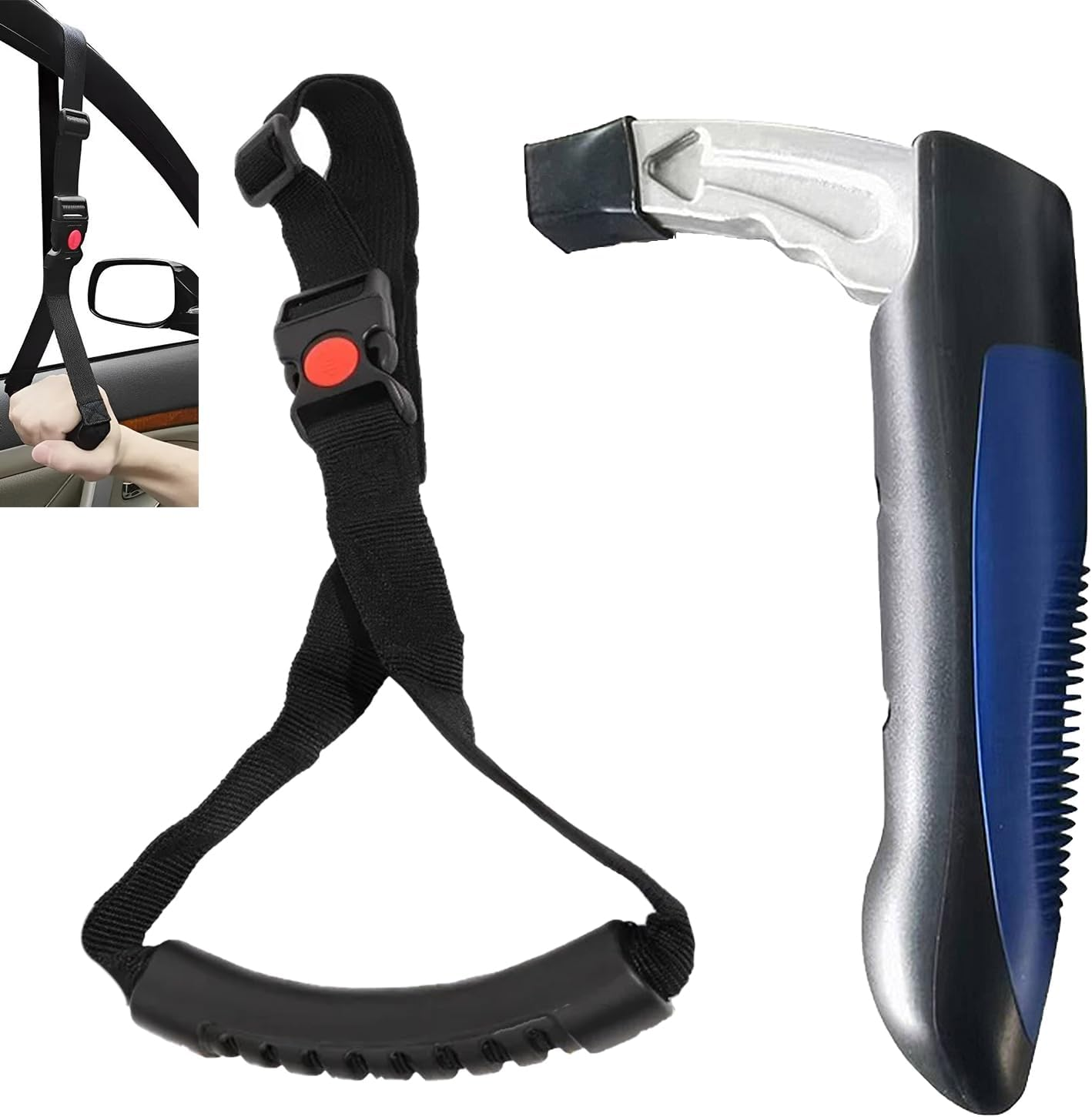 Portable Handle, 2PCS Door Grab Handle and Strap Tool Kit, Elderly Assist Handle Cane Automotive Door, Handles Handicapped Accessories for Able Elderly image number 2