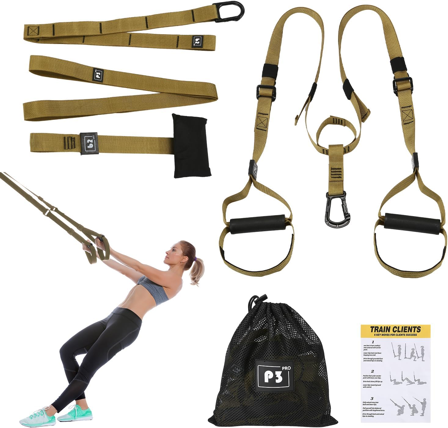 Boutsady Suspension Trainer Kit - Adjustable 1-4M Fitness Bands with Door Anchor, Yoga Resistance Straps, Pull Rope for Home Gym & Outdoor Full-Body Workout, Includes Foot Loops, Handles, Mesh Bag