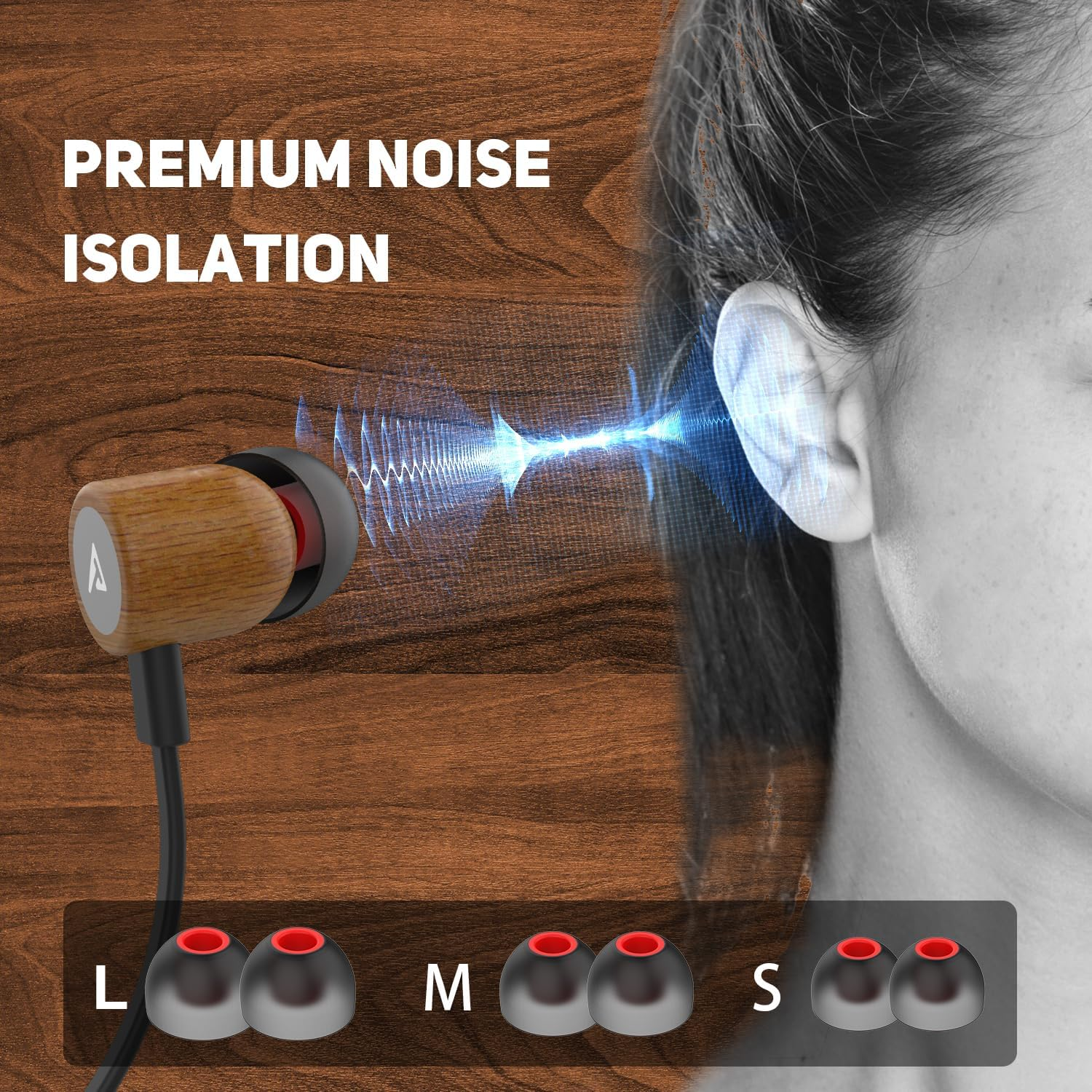 USB C Headphones for Iphone 16, Type C Earbuds Red Pear Wood Wired Hifi Stereo with Remote & Mic, USB C Earphones Compatible with Iphone 16/15 Pro Max, Galaxy S23, Ipad Device with Type C, Black image number 6