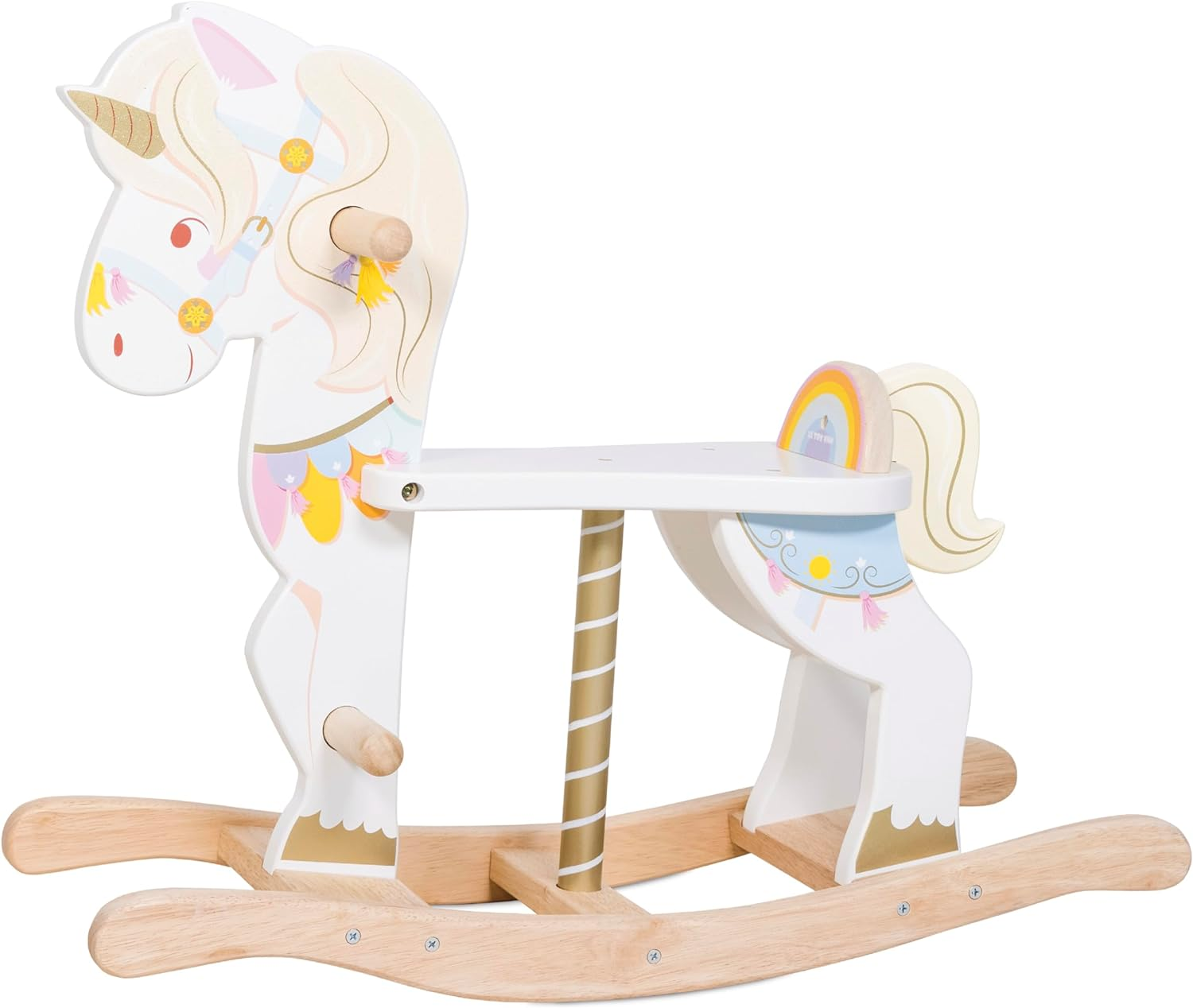 Le Toy Van - Petilou Wooden Multi-Sensory Colourful Wooden Pastel Rocking Unicorn Carousel Toy for Toddlers | Unisex Rocking Horse - Suitable for 1 Year Old + image number 5