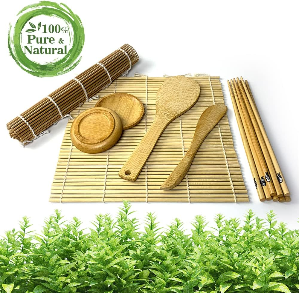 DIY Sushi Making Kit for Beginners, Simple Home Sushi Maker Tools Set - 22 in 1 Sushi Bazooka Roller Kit with Chef&rsquo;S Knife, Bamboo Mats, Bazooka Roller, Rice Mold, Sushi Mats, Rice Paddle image number 5