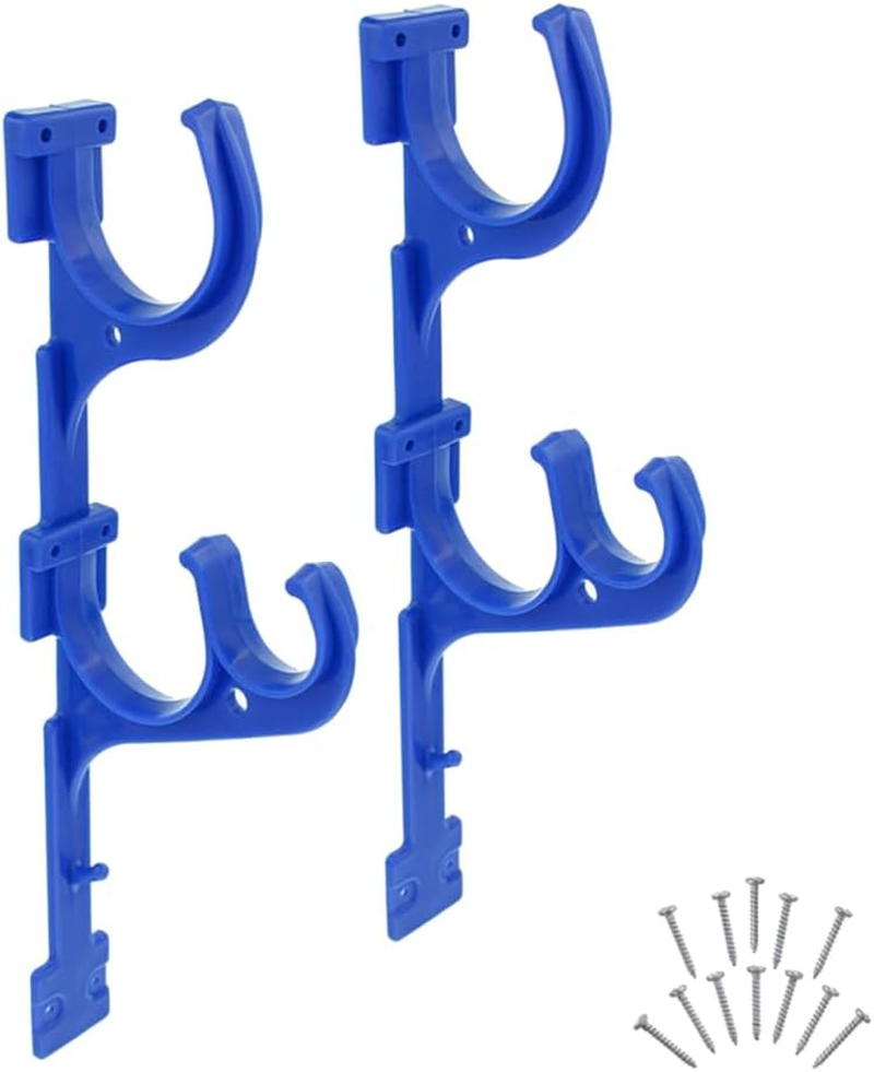 Kisangel 2Pcs Pool Pole Hanger, Plastic Pool Equipment Hook with Screws Cleaning Tools for Swimming Garden Telescopic Poles Fence Holder Supplies