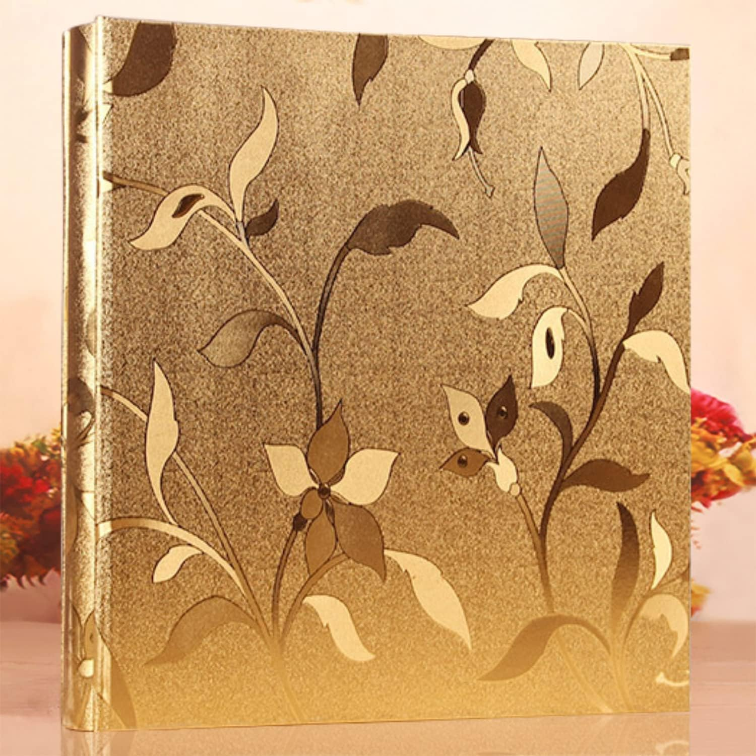 Leather Cover Photo Album 600 Pockets Sewn Bonded Memo Album Slots Album Hold 4X6 Photos 5 per Page Mother'S Day Present Wedding Memory Album (Gold L-Leaf)&hellip; image number 2