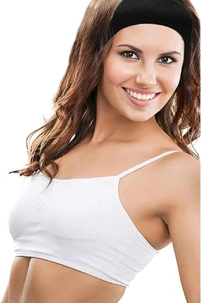 Wide Headband 7 Cm, Black Navy Headband for Women Men, Running Headband Sweatband, 2 Pack, Compatible with Most Head Sizes, Soft Stretchy Polyester Spandex（Black/Navy）, Ruibex