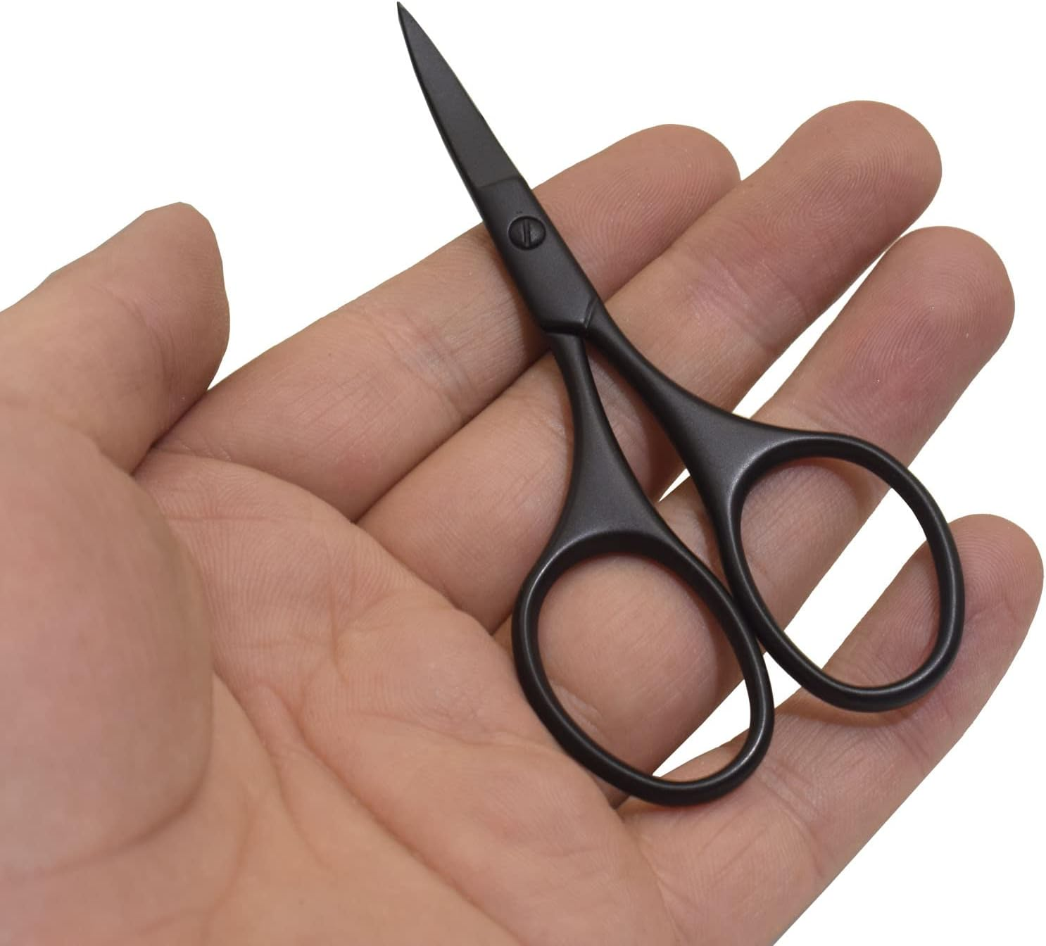 Multicolor Professional Grooming Scissors for Personal Care Facial Hair Removal and Ear Nose Eyebrow Trimming Stainless Steel Fine Straight Tip Scissors 3.9 Inch (Black Curved D) image number 5