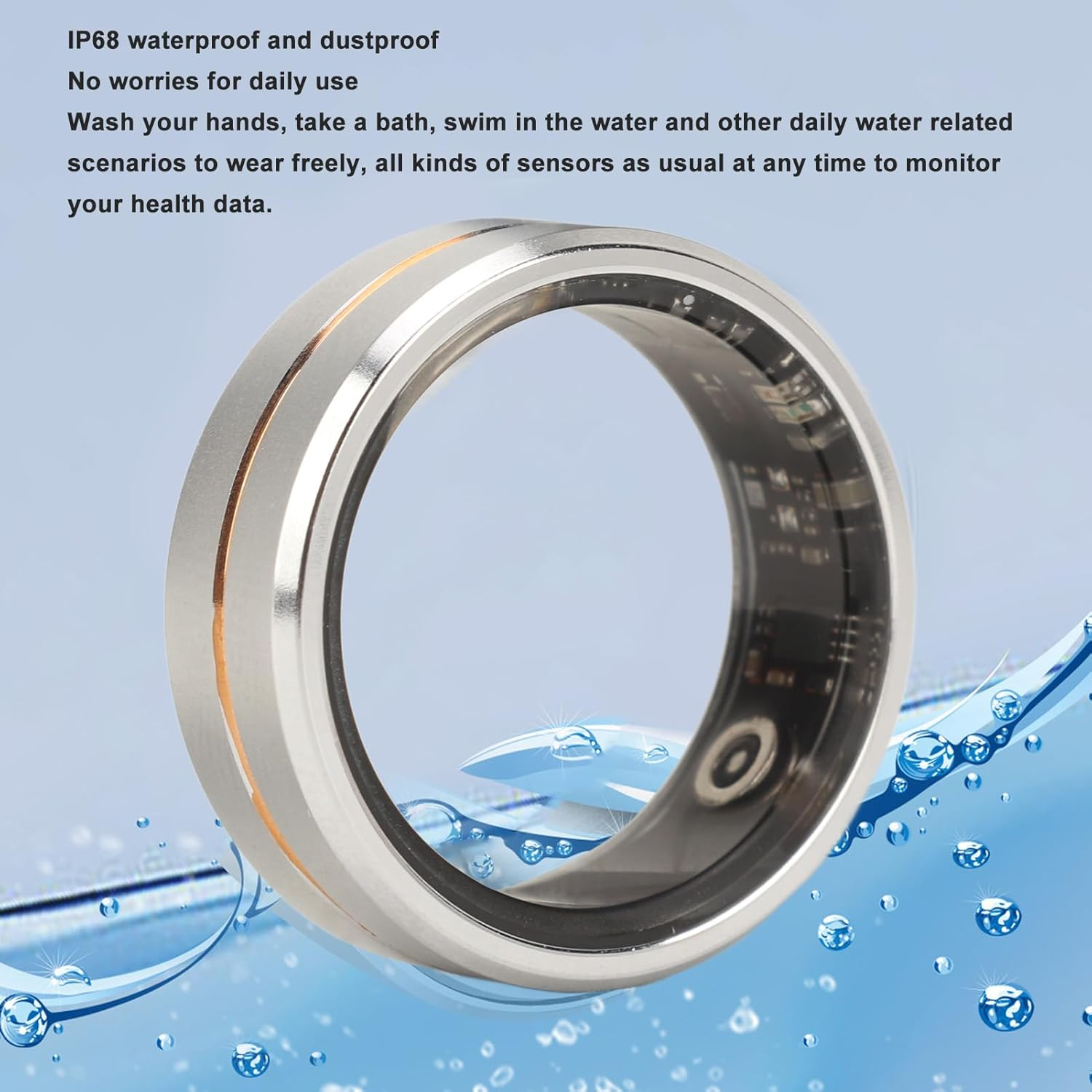 Fitness Smart Ring, Waterproof Smart Ring Health Tracker with Charging Case, Remote Control Ceramics Smart Finger Fitness Ring for Men Women (12) image number 6