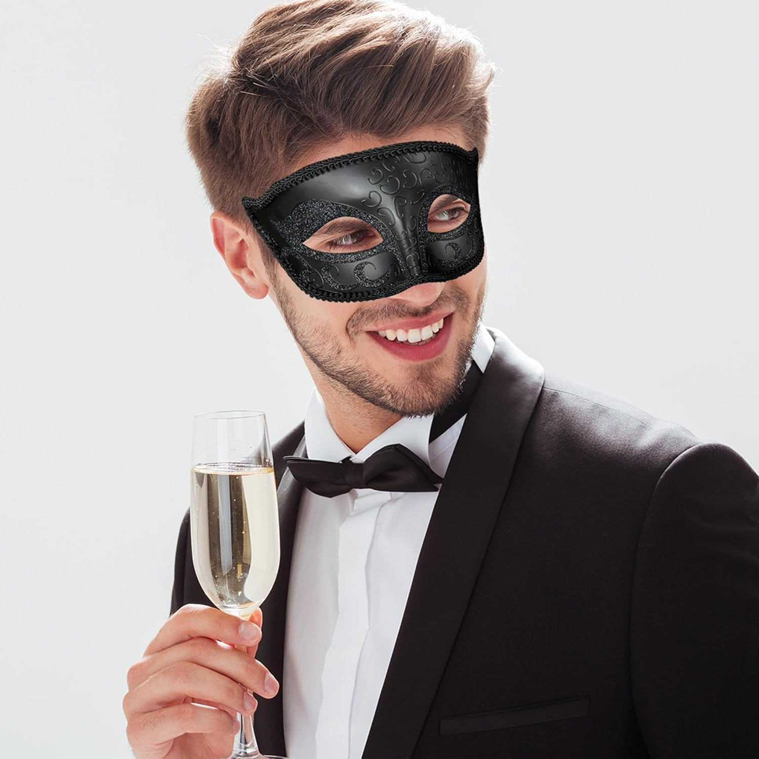 2 Pack Masquerade Mask for Men and Women, Venetian Masquerade Mask Couples Set, Party Masks for Adults Masquerade Black & White image number 1