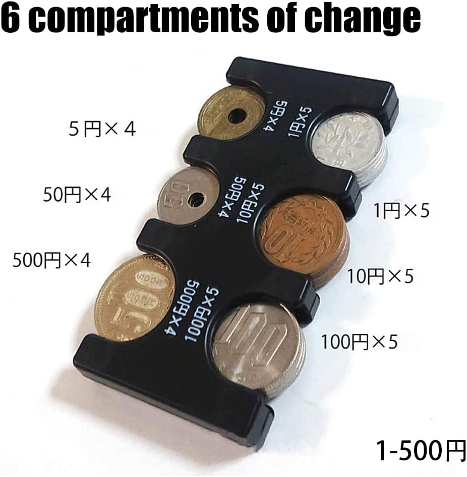 Japanese Yen Coin Holder Coins Trays Boxes Plastic Coin Sorter Organizer and Dispenser with 6 Slots JPY Portable Storage Hard Case Organiser for Travel Car Coins Storage ﻿ image number 4