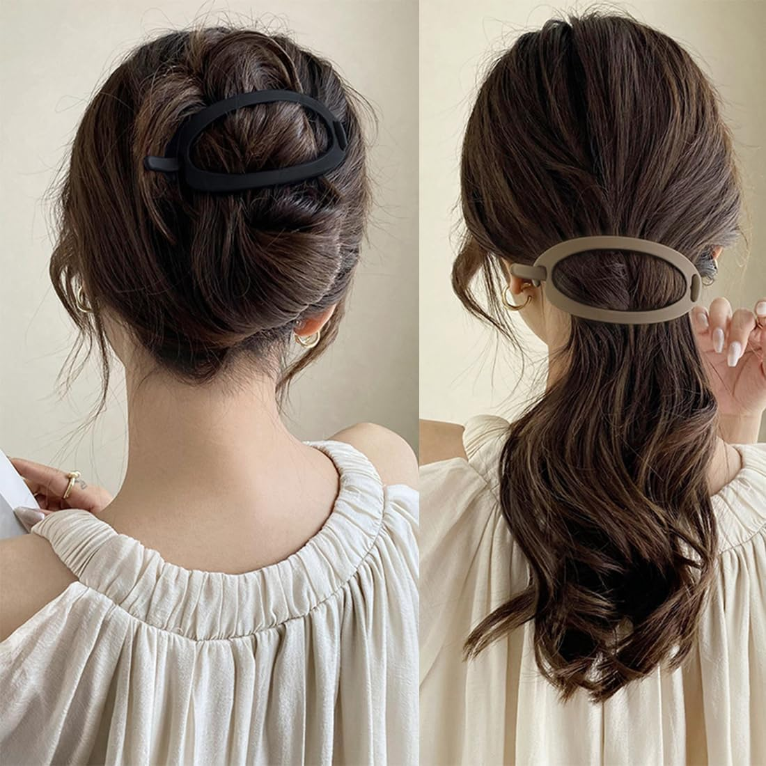 Pack of 6 Hair Clips for Women French Hair Clip Set Banana Clip Ellipse Hair Clips Non-Slip Hair Clips for Thin or Thick Hair Large Classic Vintage Matte Hair Clip for Women Girls image number 4