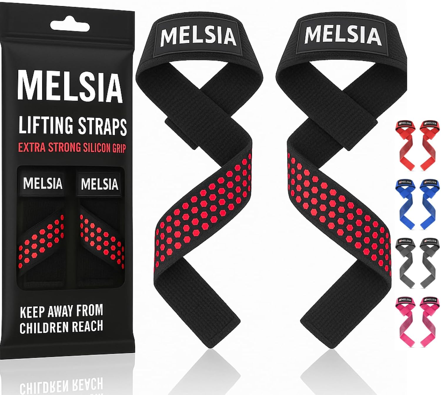 Lifting Straps for Weight Lifting, Bodybuilding, Powerlifting, Strength Training, and Deadlifts | Super-Soft Neoprene Padded-23&rsquo;&rsquo; Gym Wrist Straps | Extra-Strong Silicon Grip image number 6