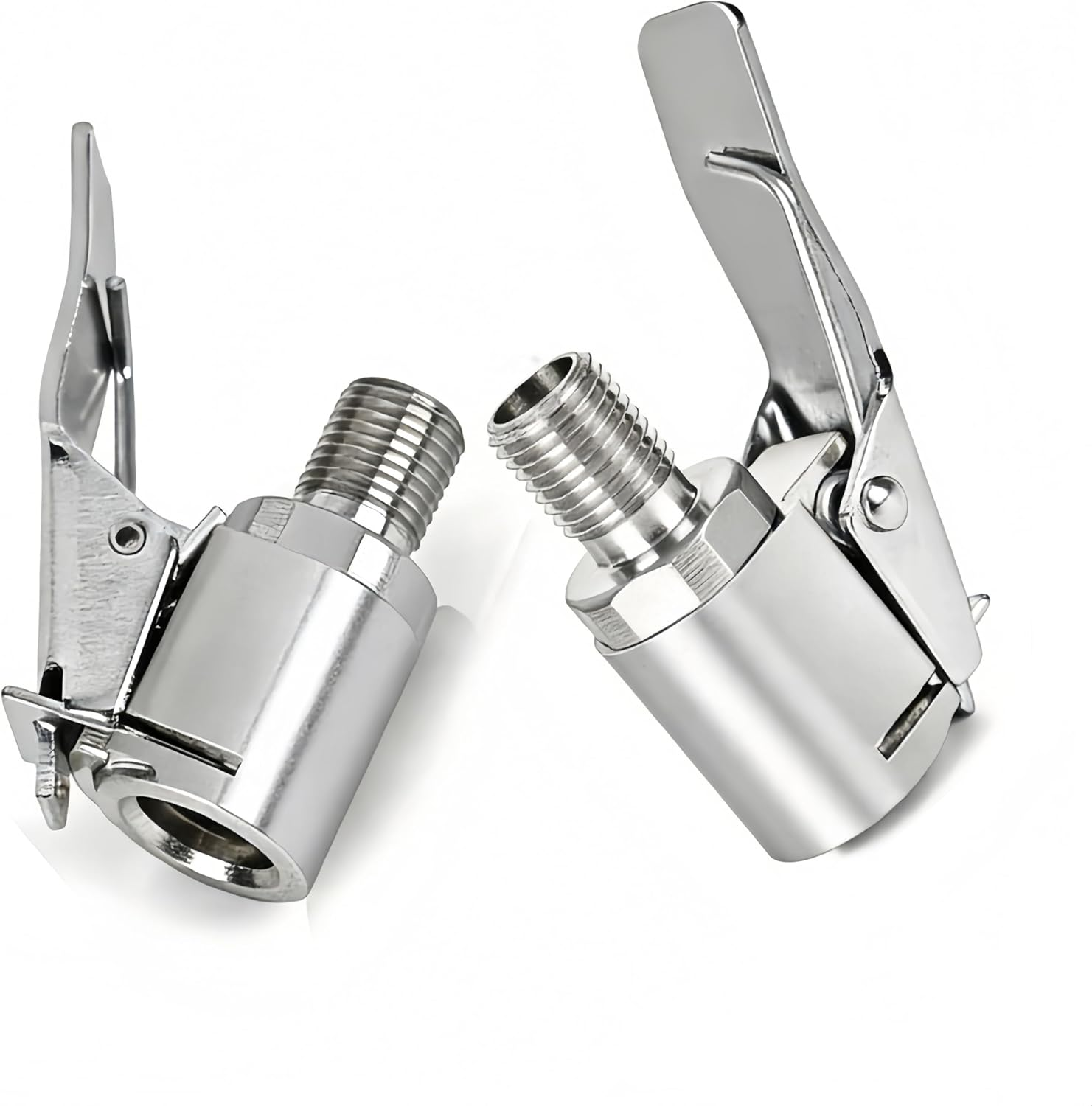 Tire Air Chuck with Clip Adapter, 2Pcs Locking Tire Inflation Chuck, Threaded Tire Inflation Hose Adapter, No Leakage Tire Chucks for Vehicle Inflator Compressor Pump Connect Accessories Tool image number 2