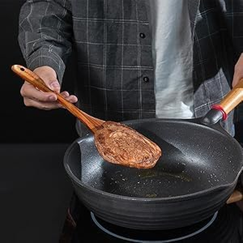 Wooden Kitchen Spatula, Acacia Wood Turner, Long Handle Flat Frying Utensil (1) image number 3