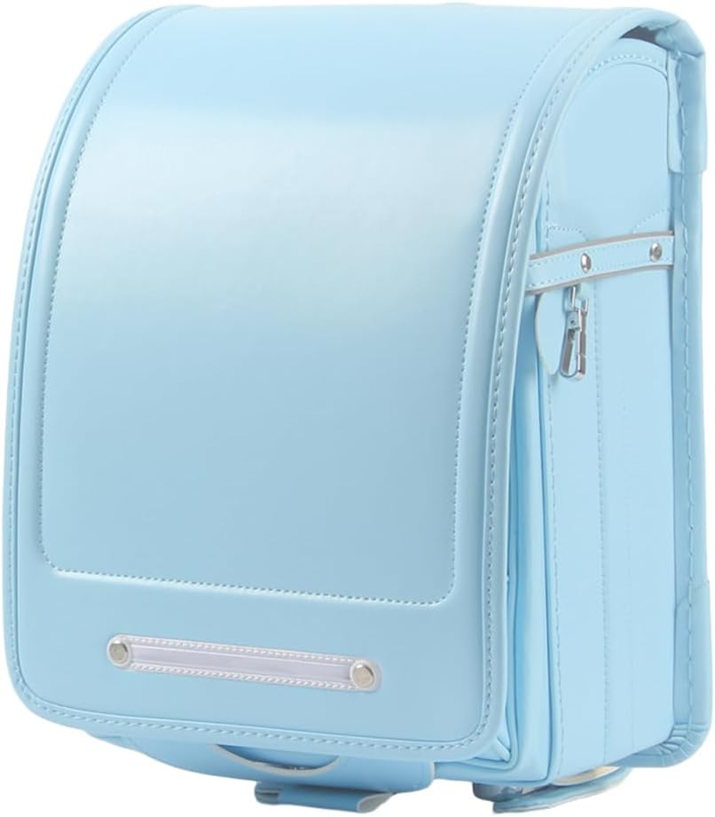 Star-Wind Ransel Randoseru Automatic Japanese School Bags for Boys Girls Senior PU Leather Light Weight Rain Cover, Lblue, Japanese