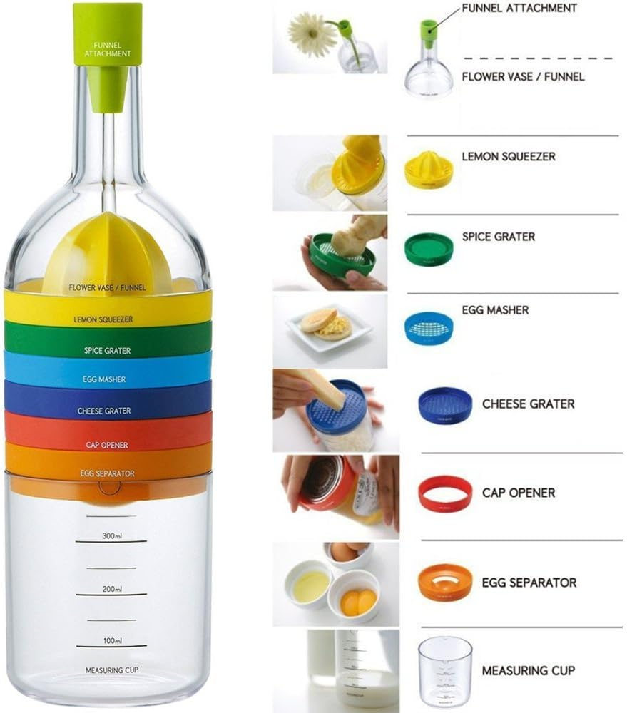 8 in 1 Kitchen Tool, Multipurpose Function Plastic Bin Bottle Essential image number 5