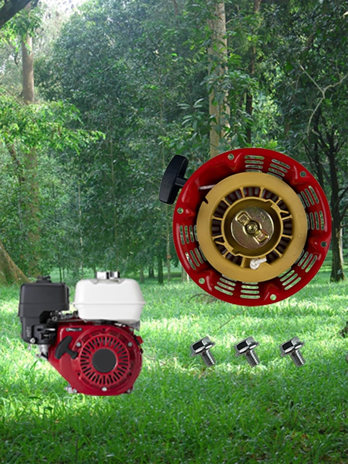 TURBOTUNITY GX390 Recoil Starter Pull Start for Honda GX340 GX610 GX620 11Hp 13Hp 28400-ZE3-W01 28400-ZE3-W01ZA and Clones 339C 389Cc 420Cc 439Cc 459Cc Red for Pressure Washers Generators Etc. image number 2